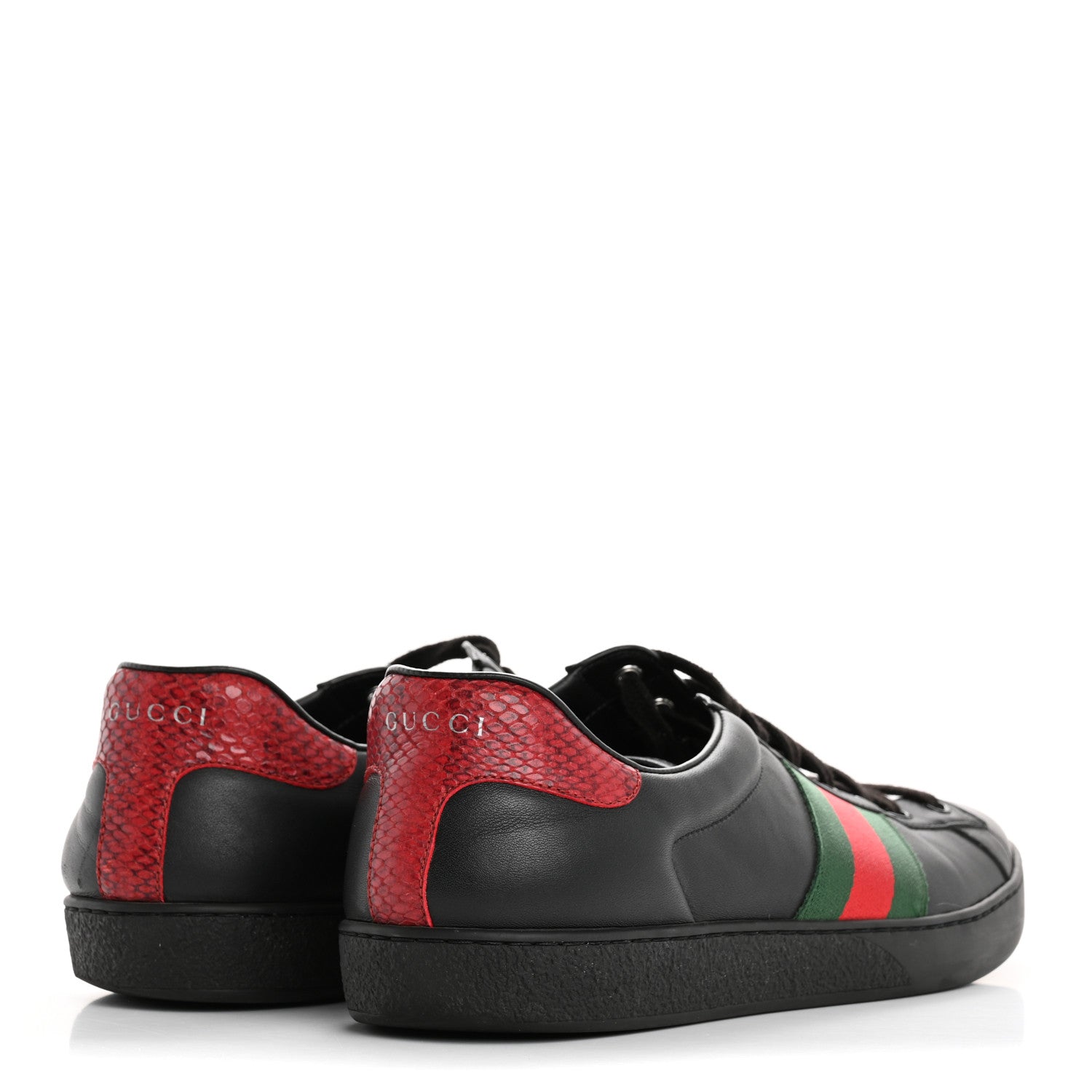 Gucci Miro Soft Calfskin Ayers Web Mens Ace Sneakers 10 Black Rosso 5 of 12