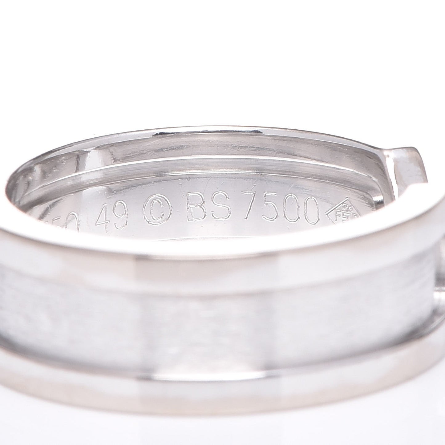 18K White Gold 6.5mm C De Ring 49 4.75