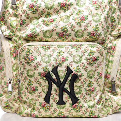 Gucci X MLB Satin Floral Print NY Yankees Patch Backpack Ivory Green 10 of 10
