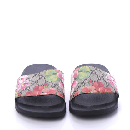 Gucci GG Supreme Monogram Blooms Slide Sandals 39 Beige Multicolor 2 of 9