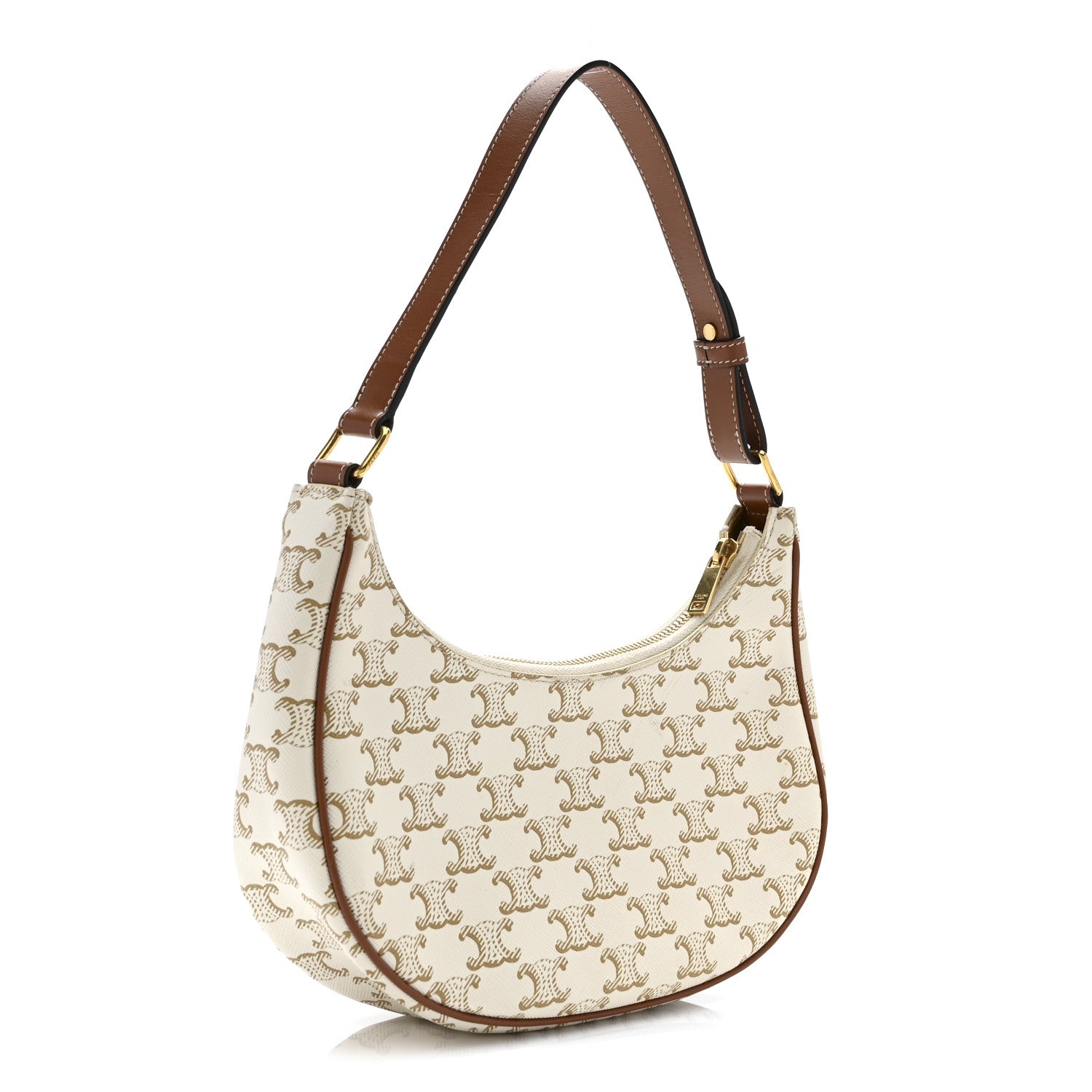 Celine Canvas Calfskin Ava Triomphe Shoulder Bag White 3 of 12