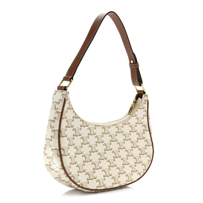 Celine Canvas Calfskin Ava Triomphe Shoulder Bag White 3 of 12