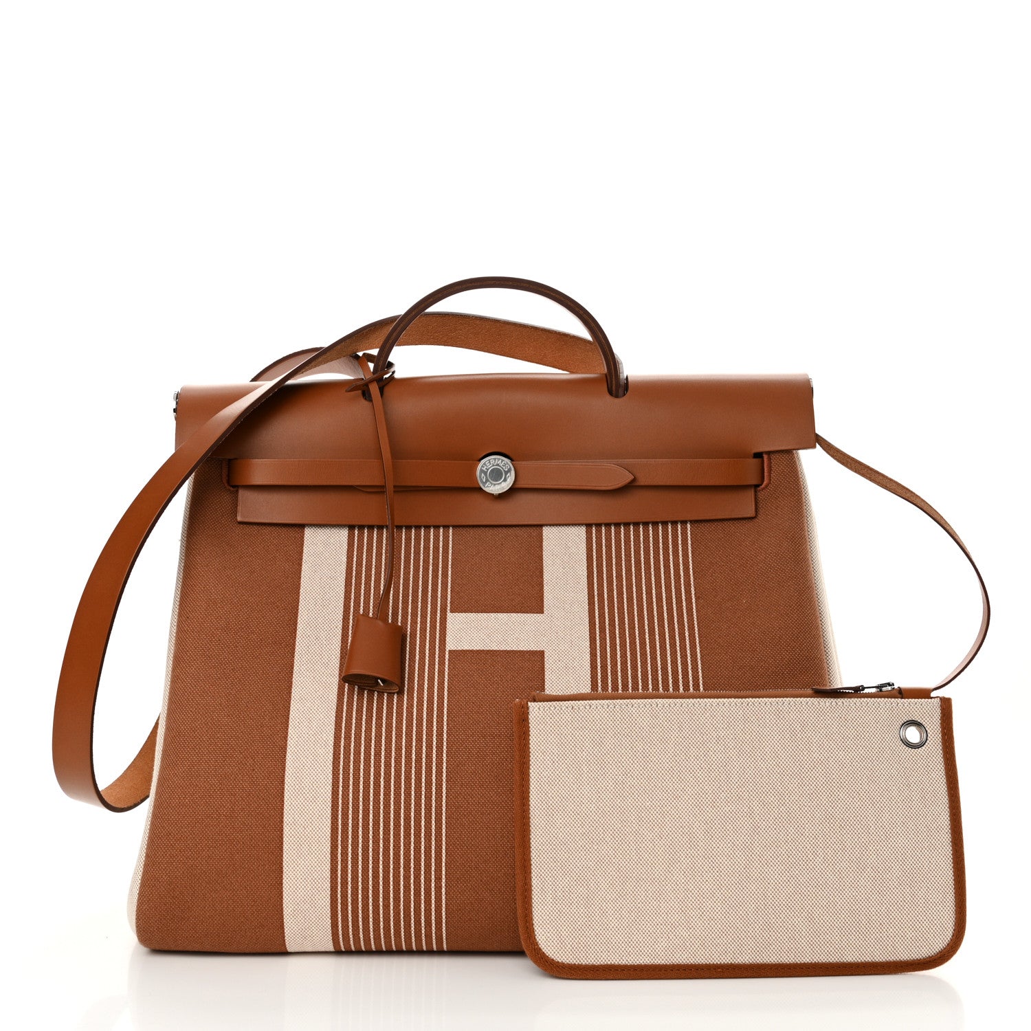 Hermes Vache Hunter Toile H Vibration Herbag Zip 39 MM Fauve Ecru Beige 3 of 10