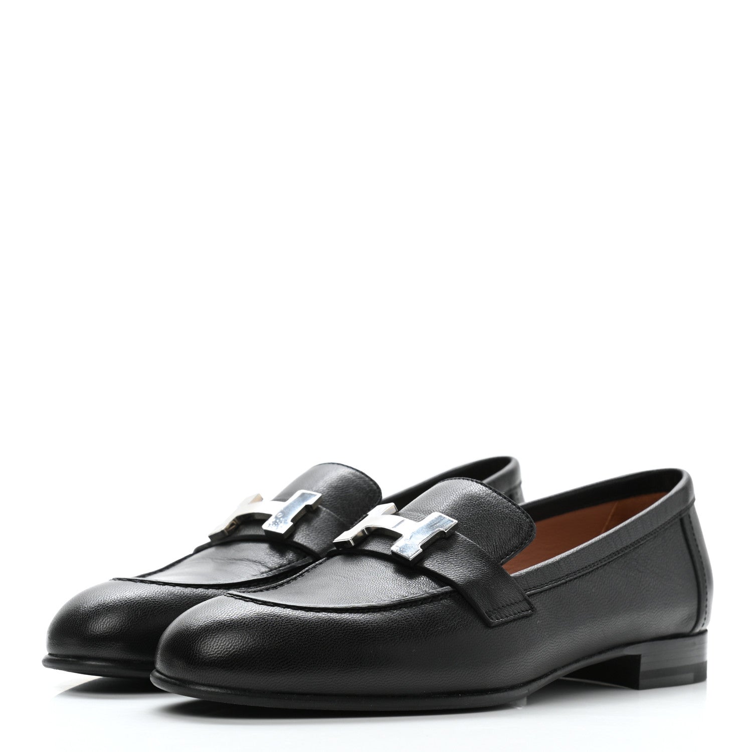 Hermes Goatskin Womens Paris Loafers 35 Black 3 of 9