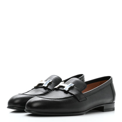 Hermes Goatskin Womens Paris Loafers 35 Black 3 of 9