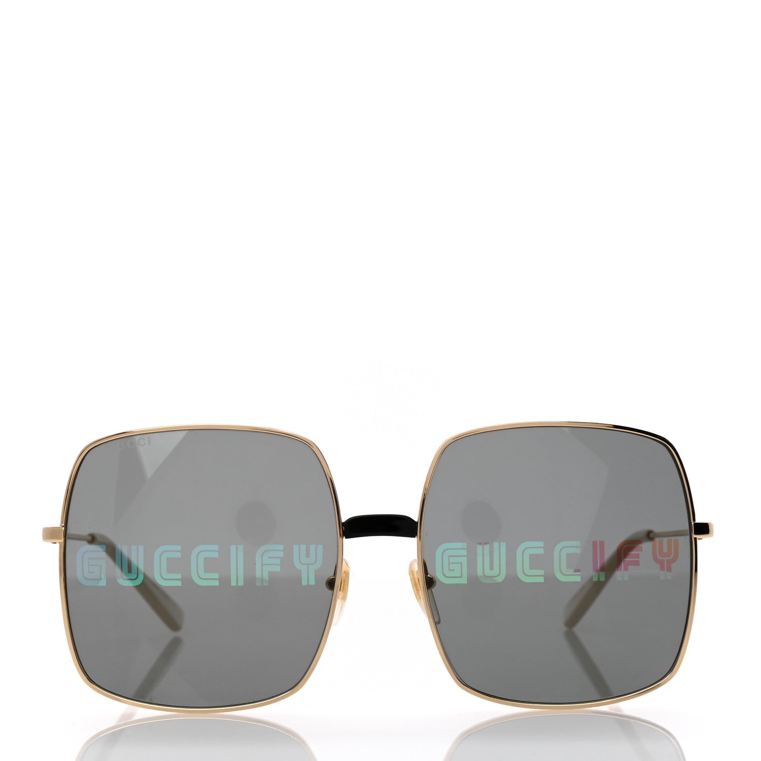 Gucci Metal Rectangular Guccify Frame Sunglasses GG0414S Gold 2 of 7