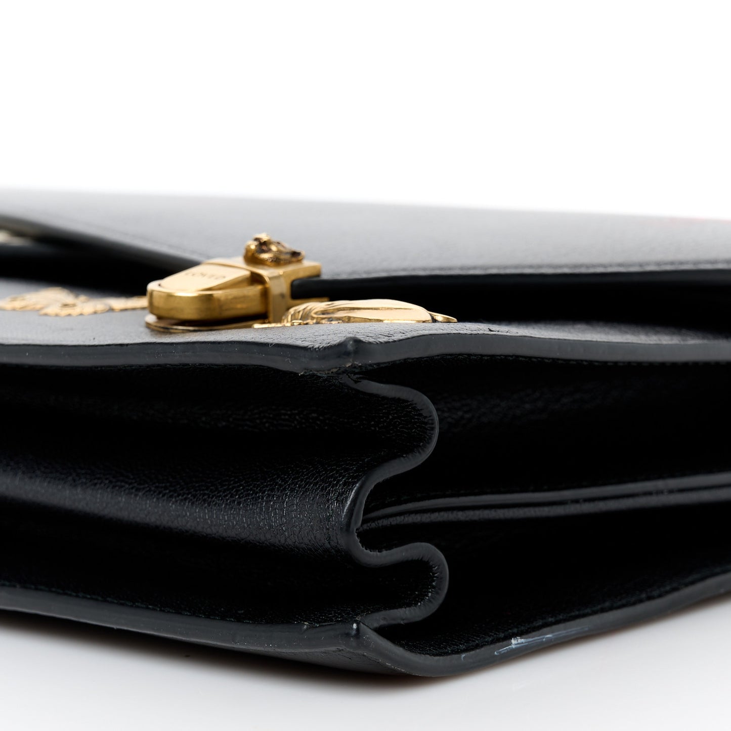 Calfskin Snakeskin Studded Medium Ottilia Top Handle Bag Black