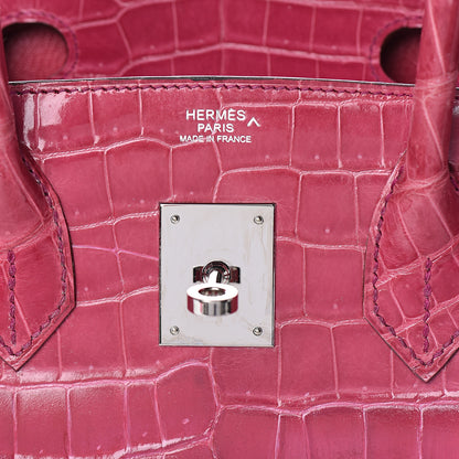 Hermes Shiny Porosus Crocodile Birkin 30 Rose Tyrien 21 of 36