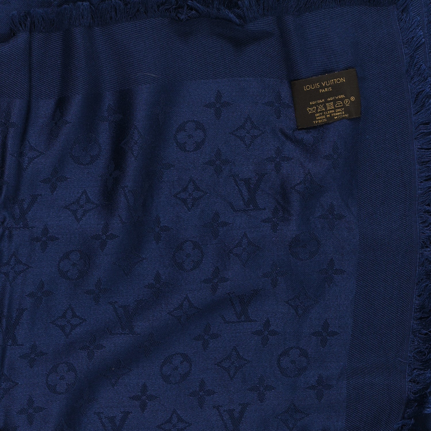 Louis Vuitton Silk Wool Monogram Shawl Night Blue 2 of 4