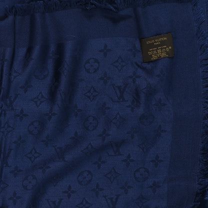 Louis Vuitton Silk Wool Monogram Shawl Night Blue 2 of 4