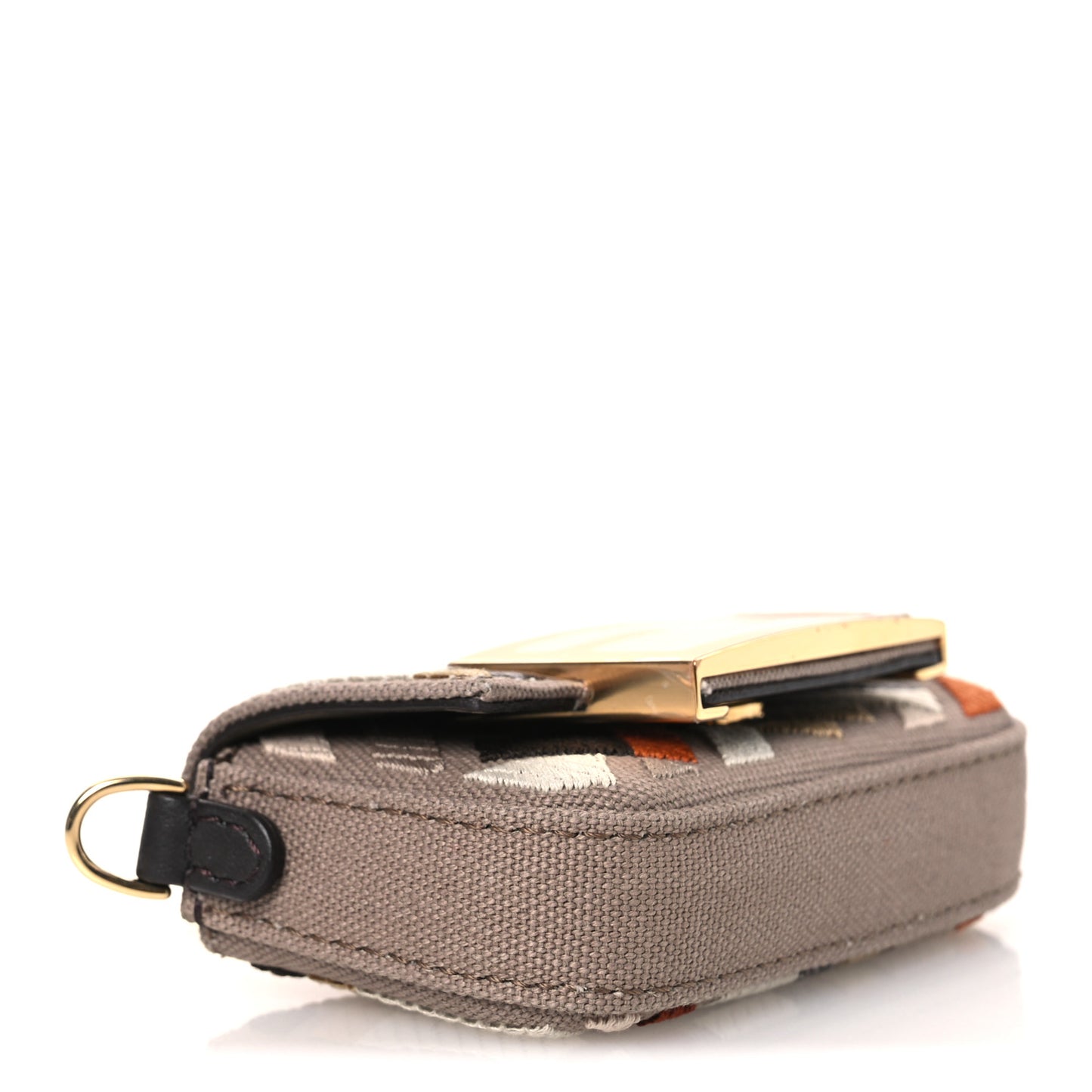 Canvas Vitello King FF Embroidered Nano Maxi Buckle Baguette Charm Tartufo Ebano