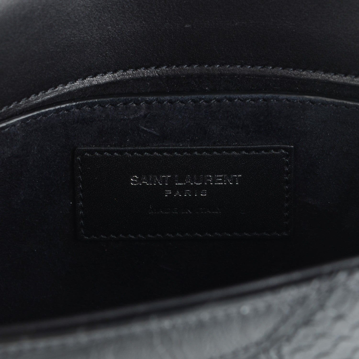 Saint Laurent Reptile Calfskin Embossed Patchwork Small Classic Monogram Universite Bag Black 6 of 6