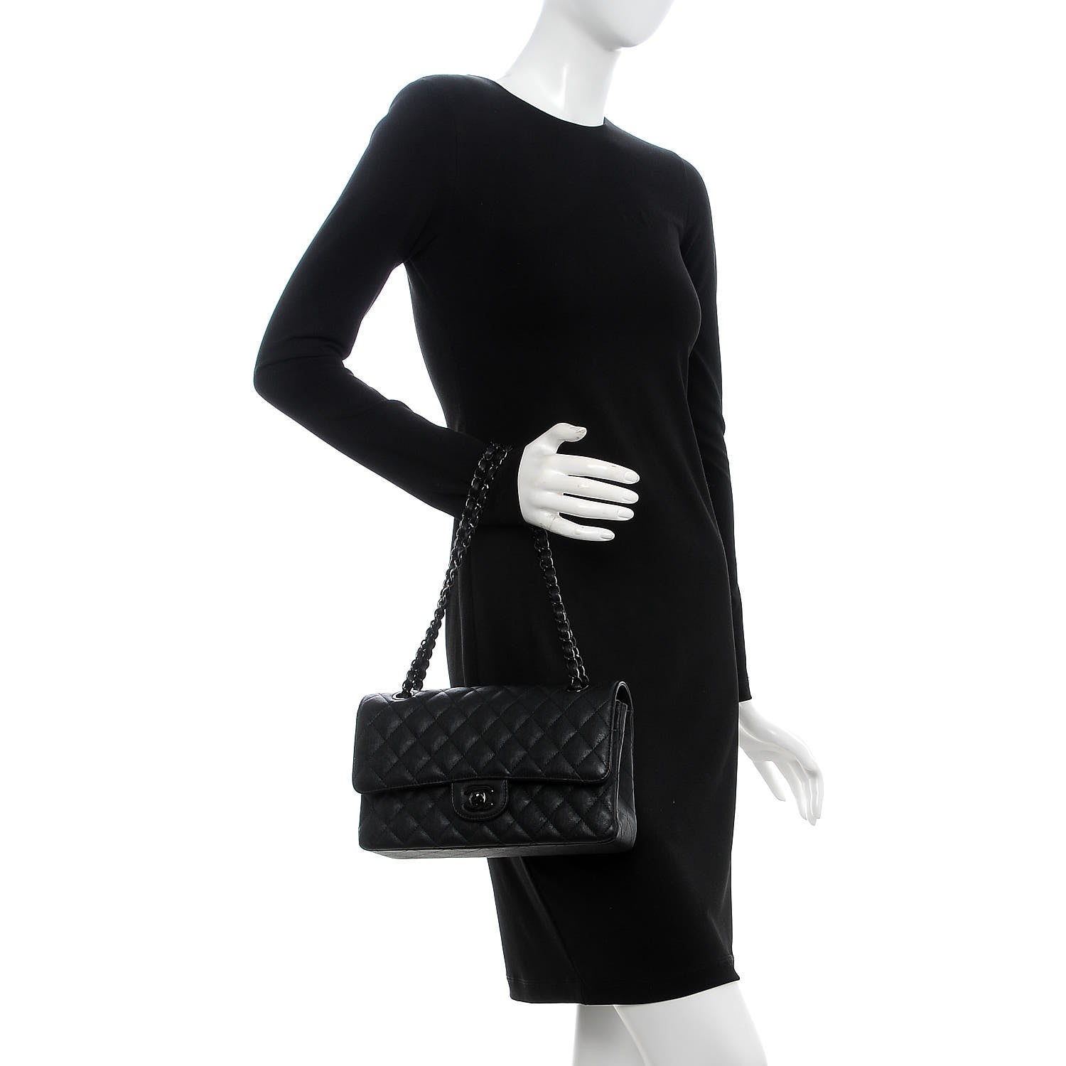 Chanel Crumpled Calfskin Quilted Medium Double Flap So Black 5 of 10
