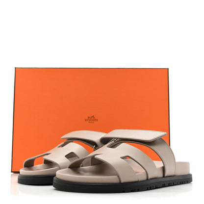 Hermes Calfskin Womens Chypre Sandals 35 Beige Mastic 9 of 9