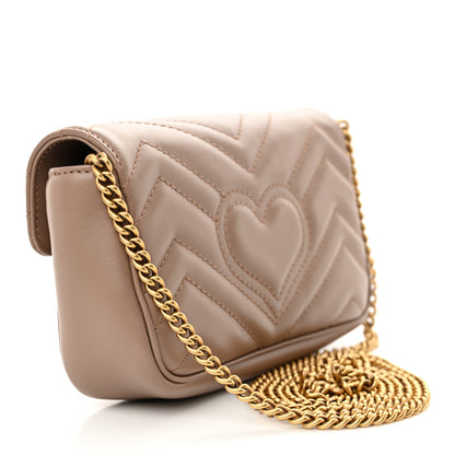 Gucci Calfskin Matelasse Super Mini GG Marmont Shoulder Bag Porcelain Rose 3 of 11