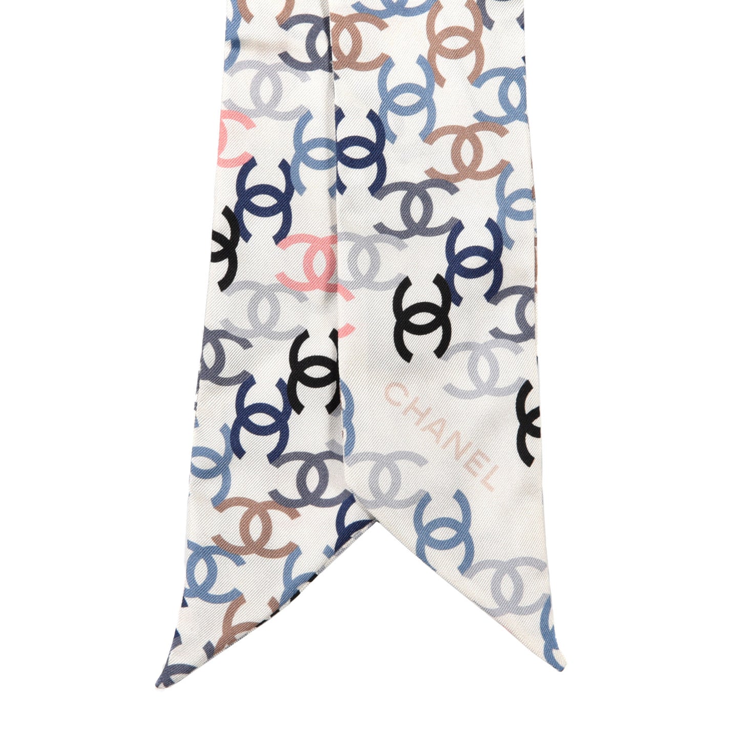 Silk Twill CC Slim Bandeau Scarf Ecru Multicolor