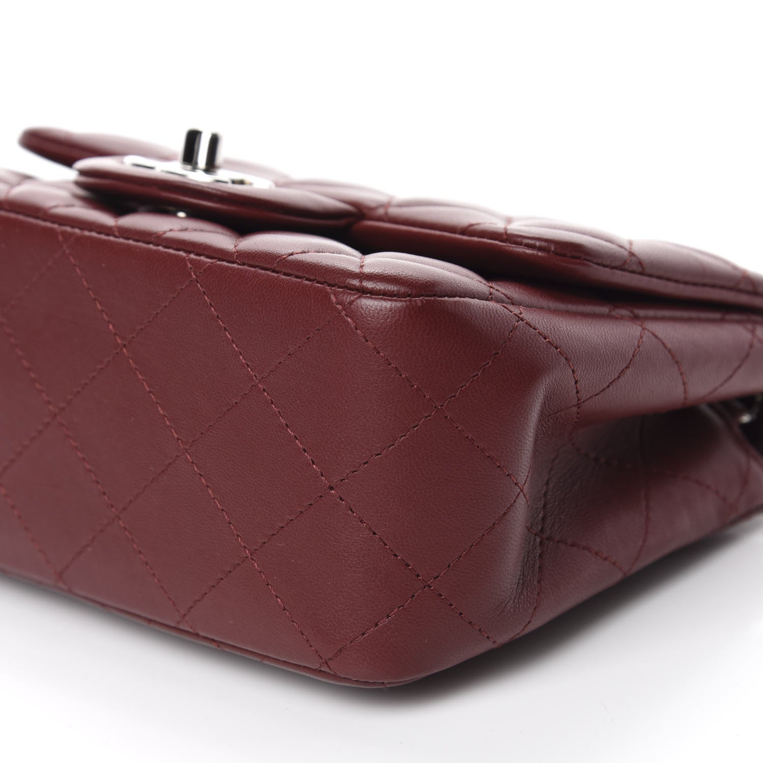 Chanel Lambskin Quilted Mini Square Flap Burgundy 7 of 10