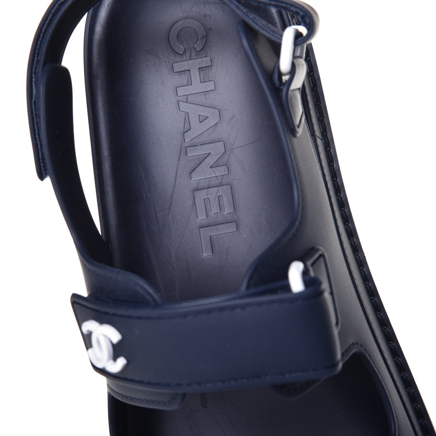 Chanel Rubber CC Dad Sandals 39 Navy 10 of 10
