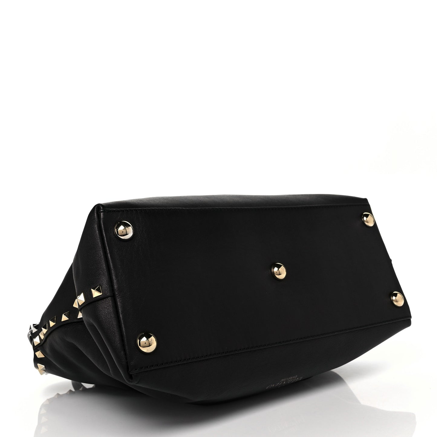 Vitello Rockstud Dome Satchel Black