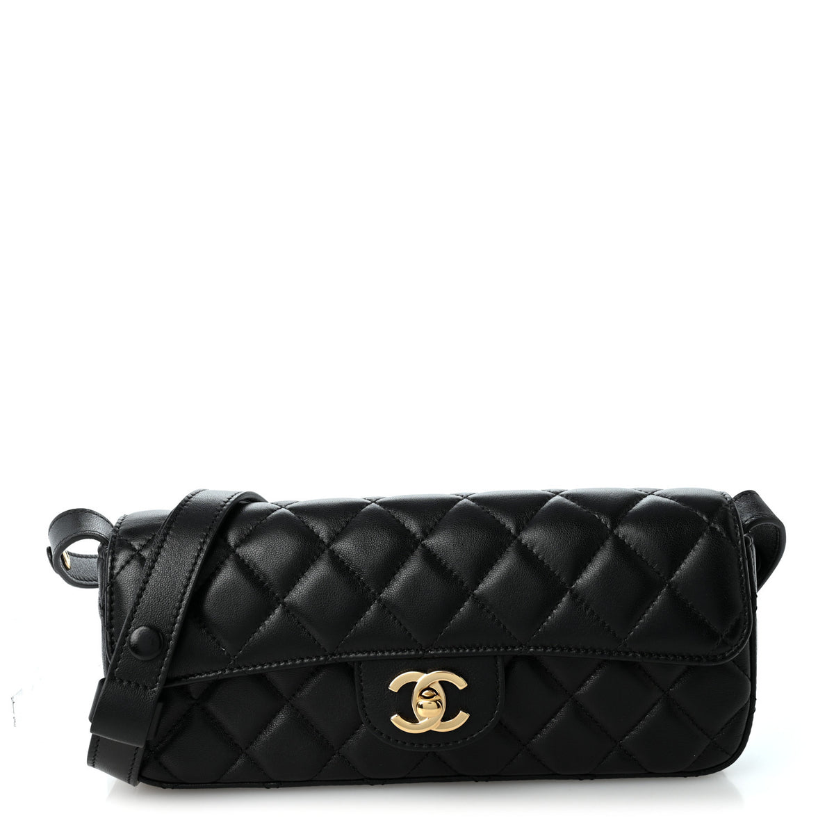 Lambskin Quilted Flap Bag Black