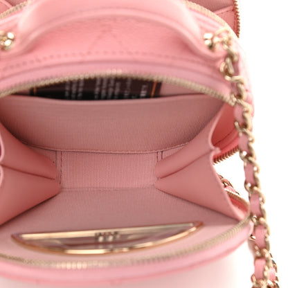 Chanel Caviar Quilted Round Handle With Care Vanity With Chain Pink 5 of 10