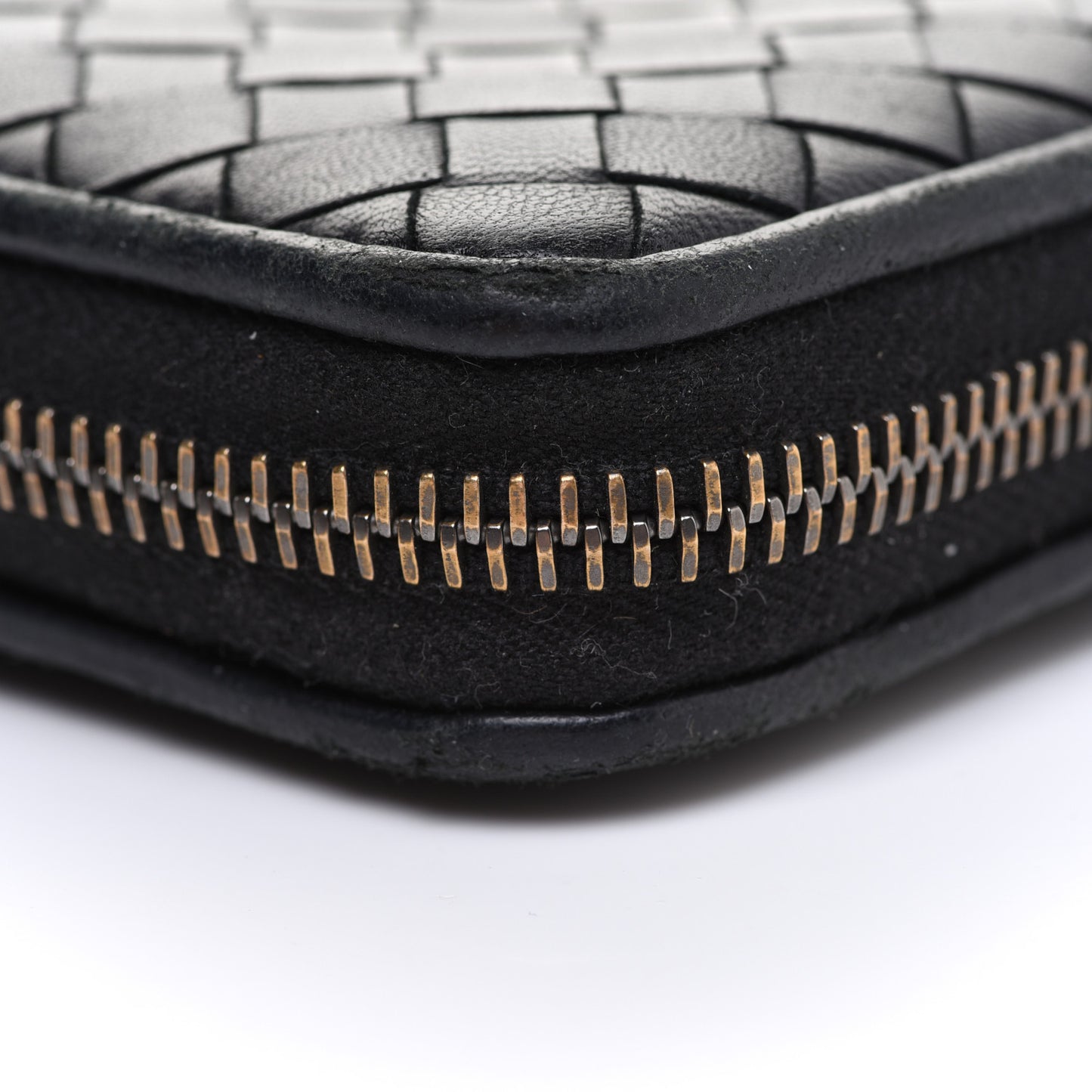 Nappa Intrecciato Zip Around Coin Purse Black