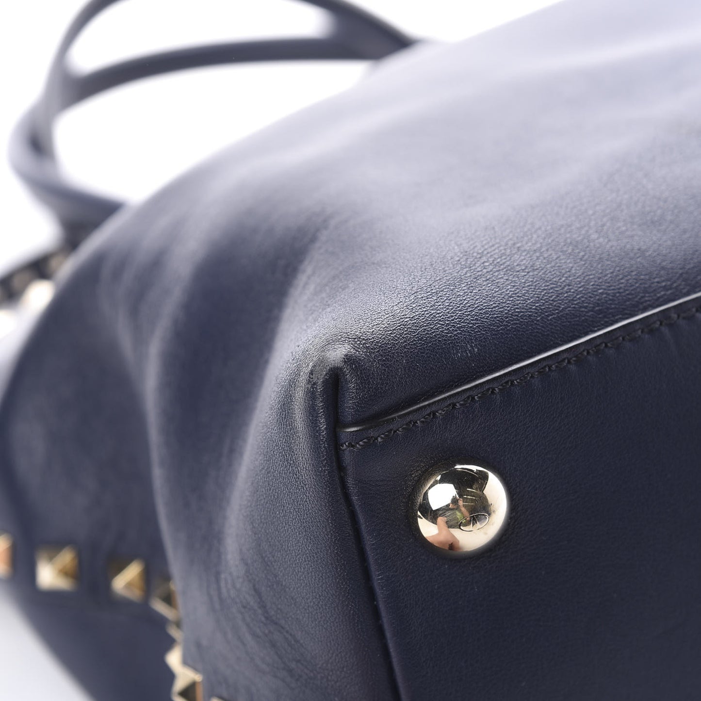 Vitello Rockstud Dome Satchel Marine