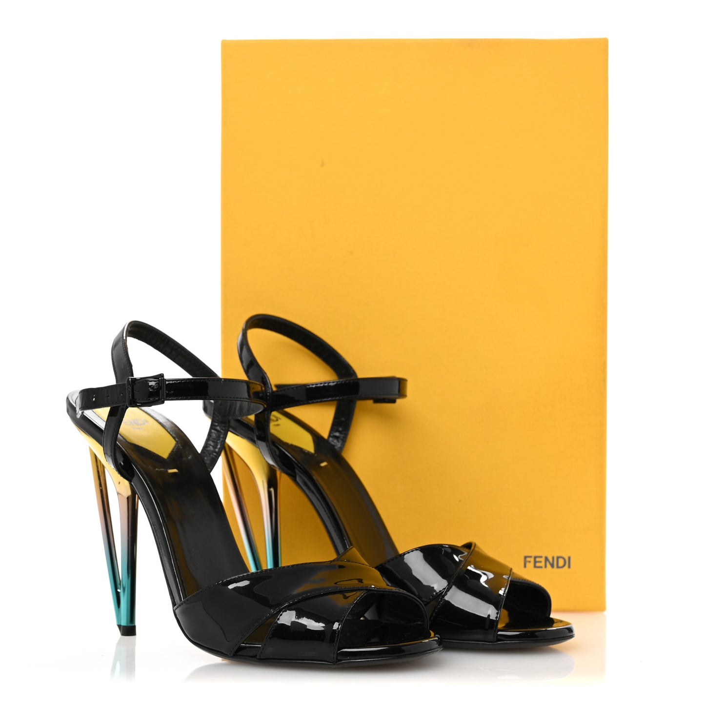 Patent Strap Platform Sandals 39 Black