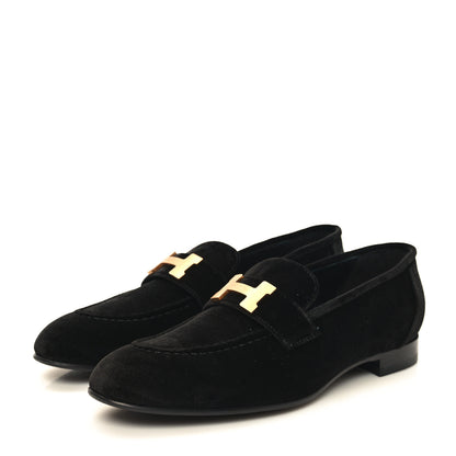 Hermes Velvet Womens Paris Loafers 39 Black 4 of 11