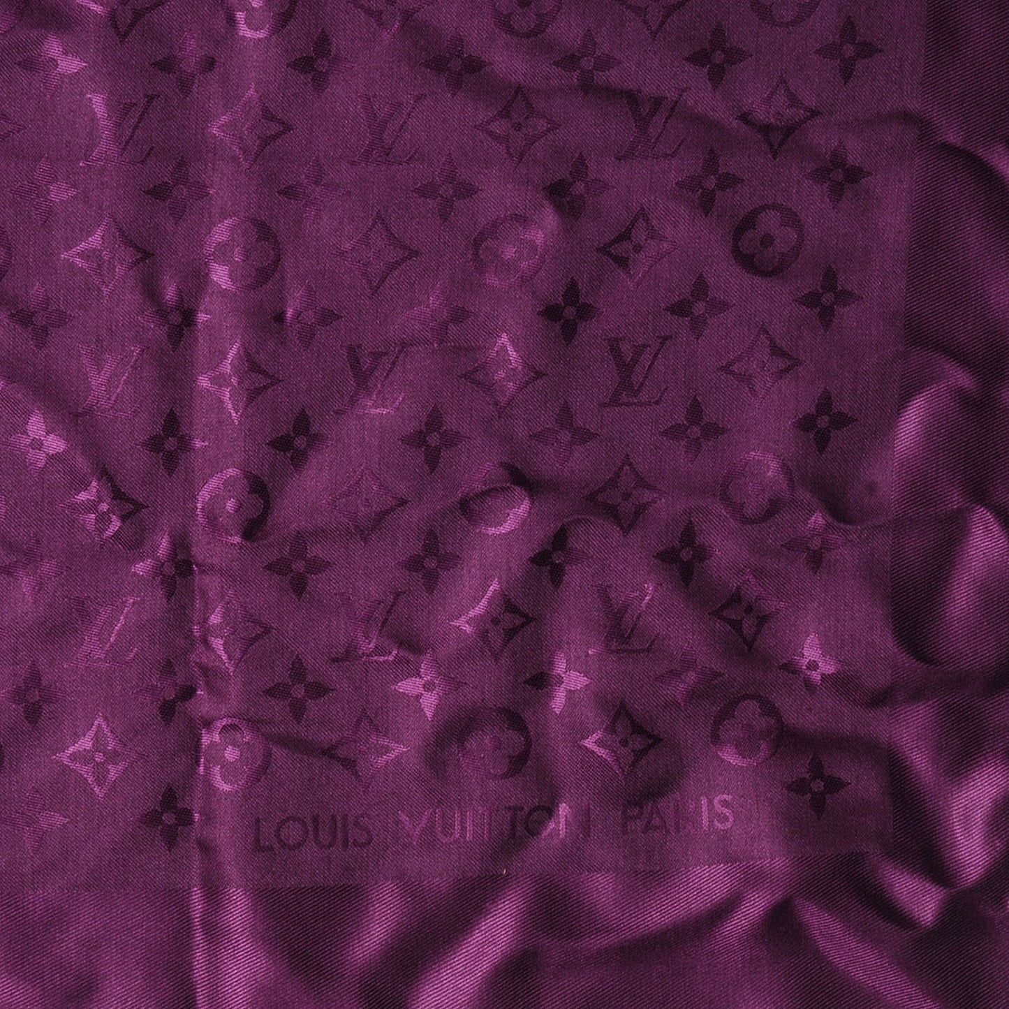 Wool Silk Monogram Shawl Cassis