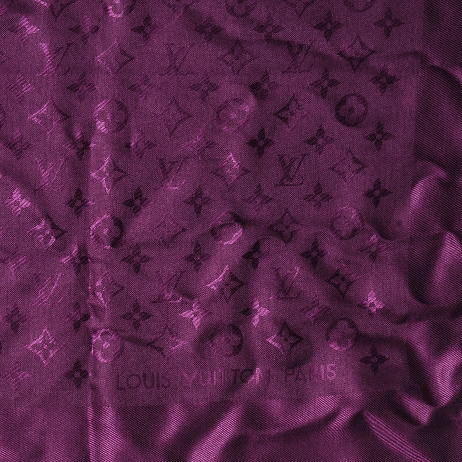 Louis Vuitton Wool Silk Monogram Shawl Cassis 1 of 4