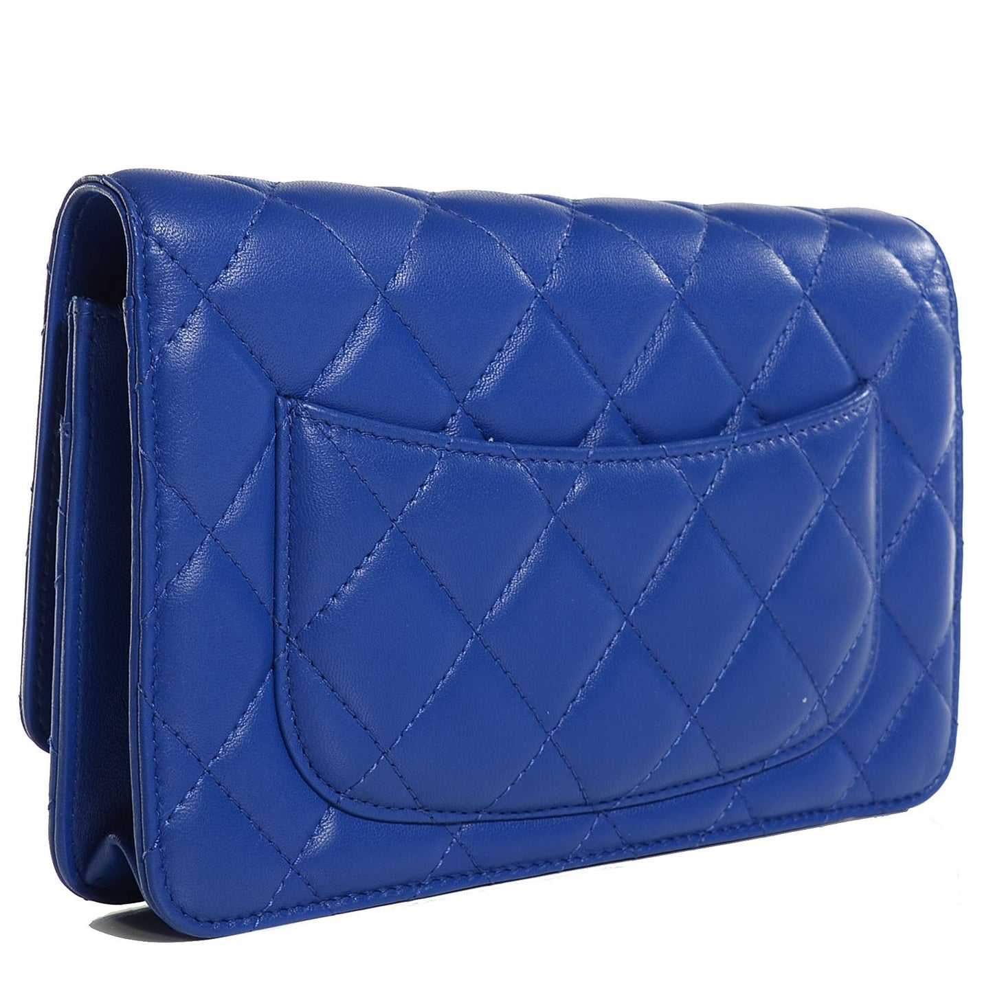 Lambskin Quilted Wallet On Chain WOC Dark Blue