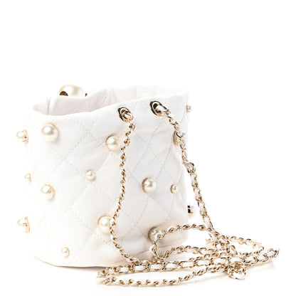 Chanel Lambskin Quilted Pearl Mini About Pearls Drawstring Bag White 3 of 9