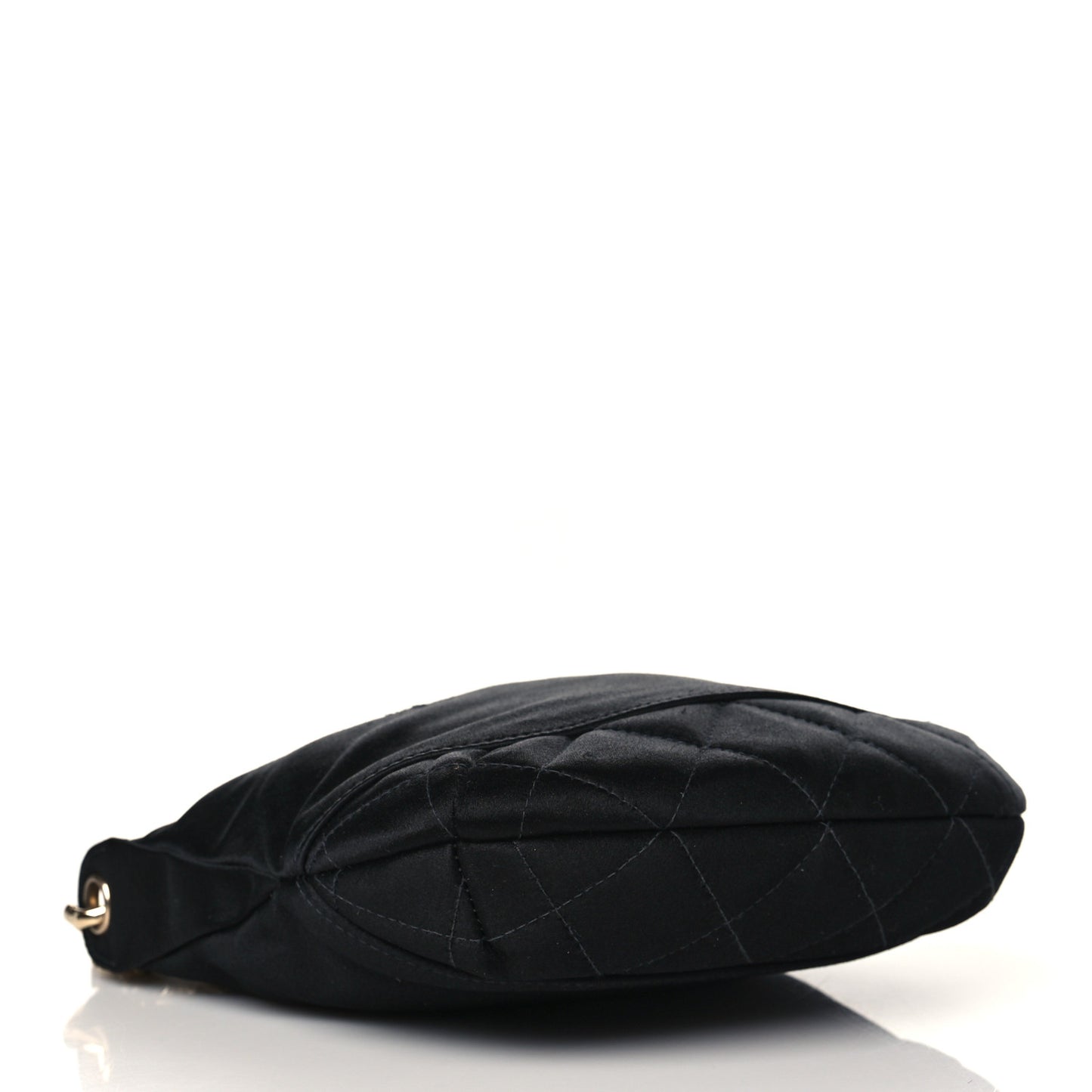 Satin Quilted CC Chain Hobo Black