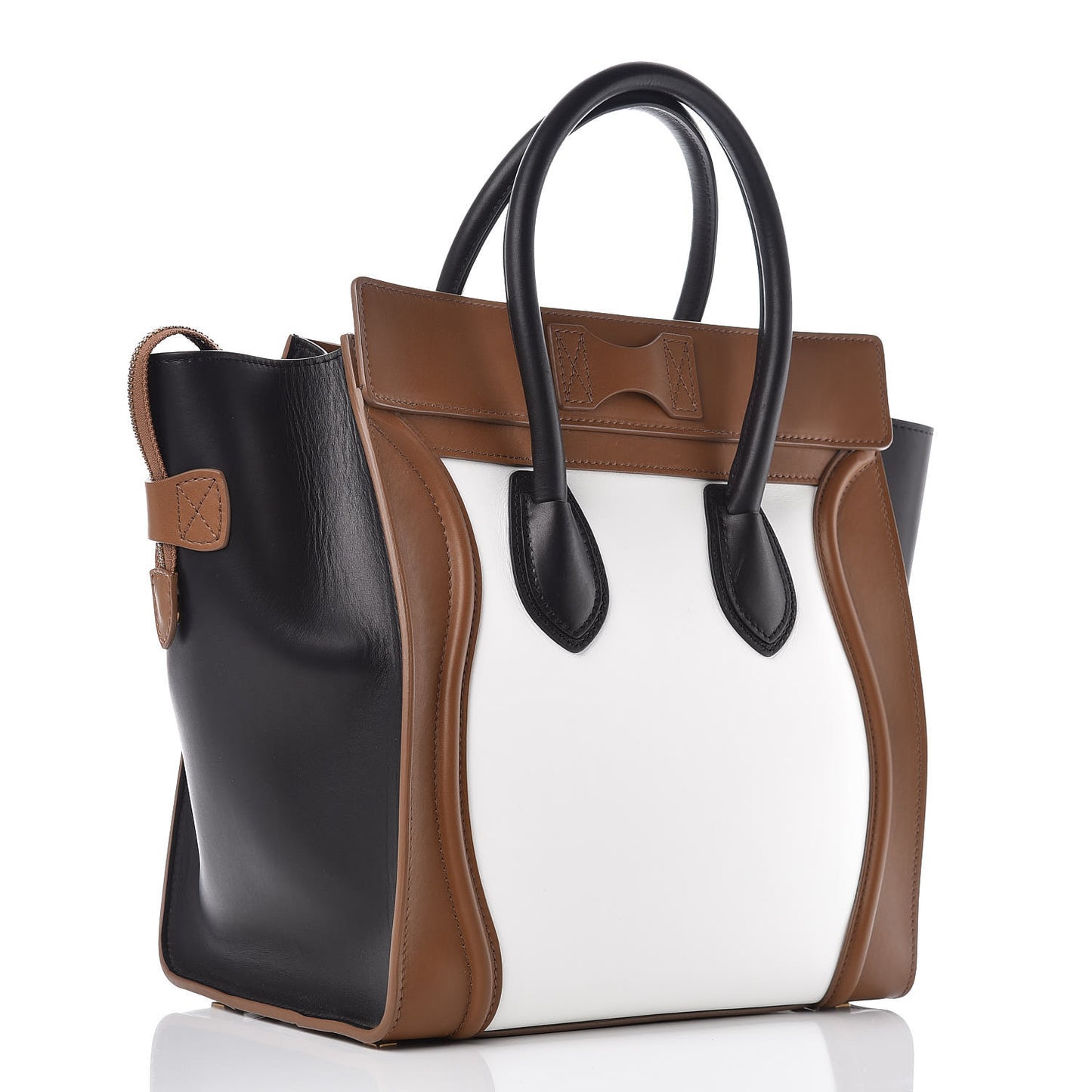Smooth Calfskin Mini Tri-Color Luggage Brown