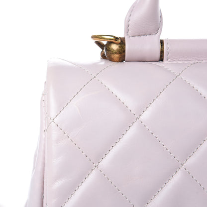 Chanel Glazed Calfskin Quilted Medium Gold Bar Top Handle Flap Light Pink 11 of 11