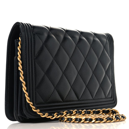 Chanel Caviar Quilted Boy Wallet On Chain WOC Black 2 of 10