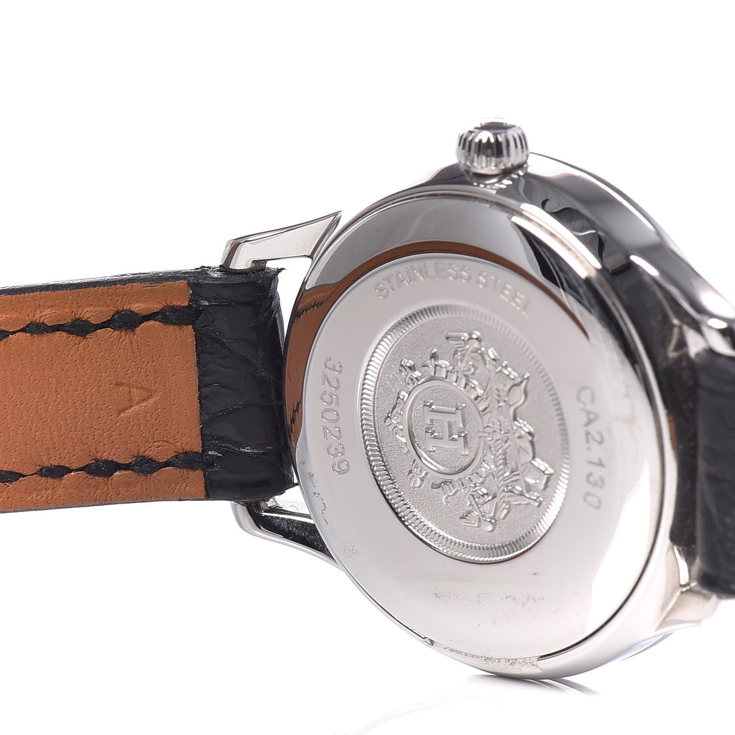 Hermes Stainless Steel Alligator Diamond 25mm Slim d'Hermes Quartz Watch Noir 6 of 9