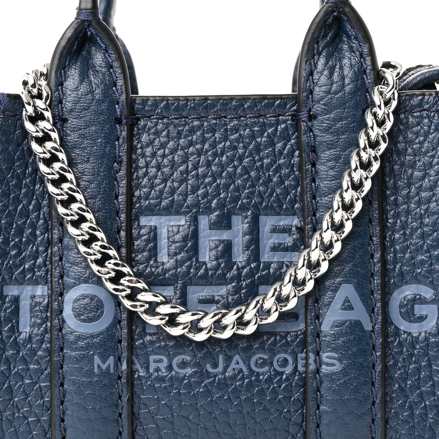 Grained Calfskin Nano The Tote Bag Crossbody Blue Sea