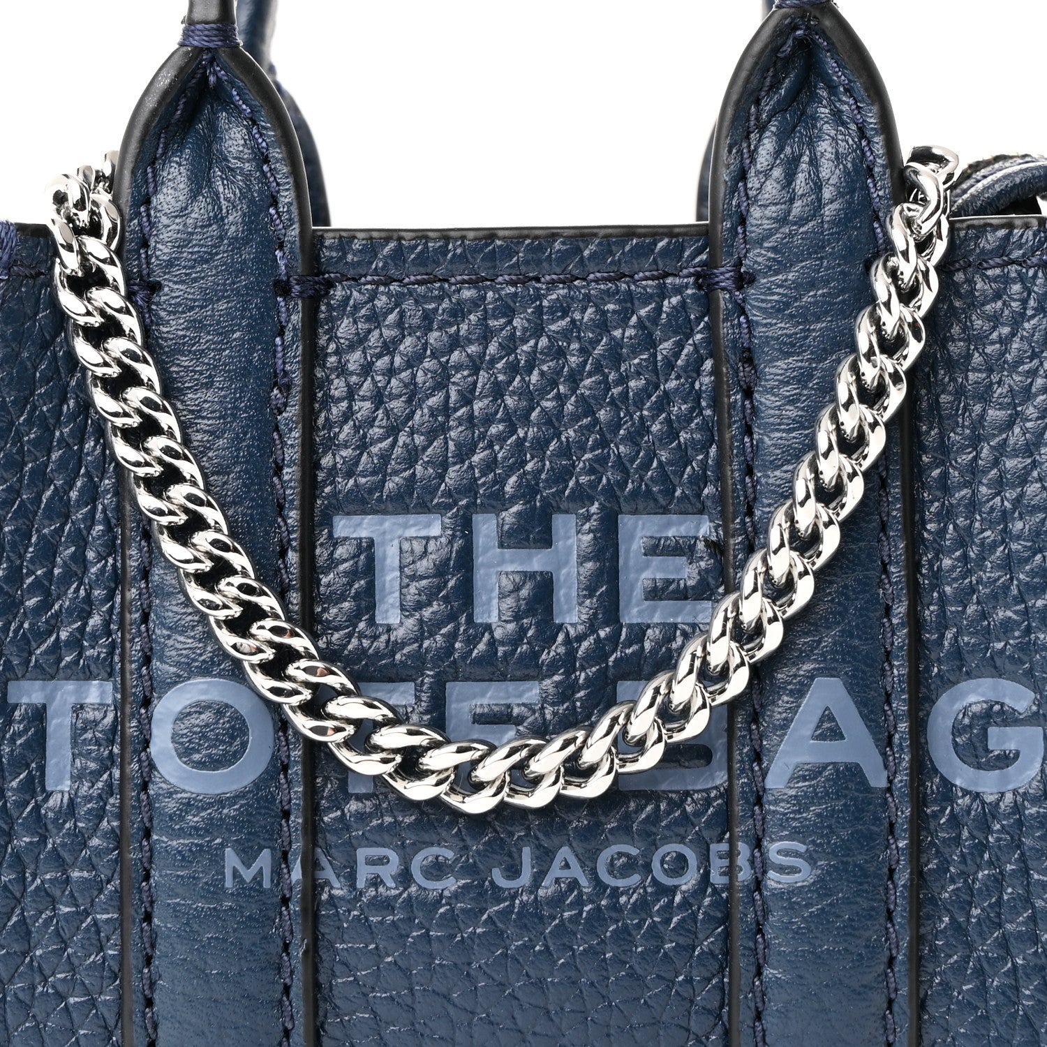 Marc Jacobs Grained Calfskin Nano The Tote Bag Crossbody Blue Sea 8 of 10