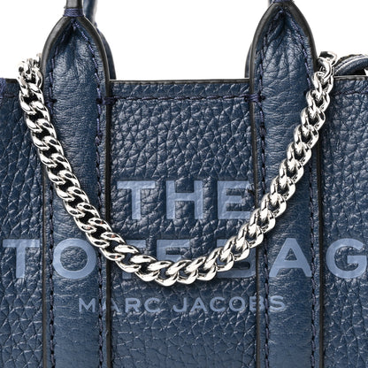 Marc Jacobs Grained Calfskin Nano The Tote Bag Crossbody Blue Sea 8 of 10