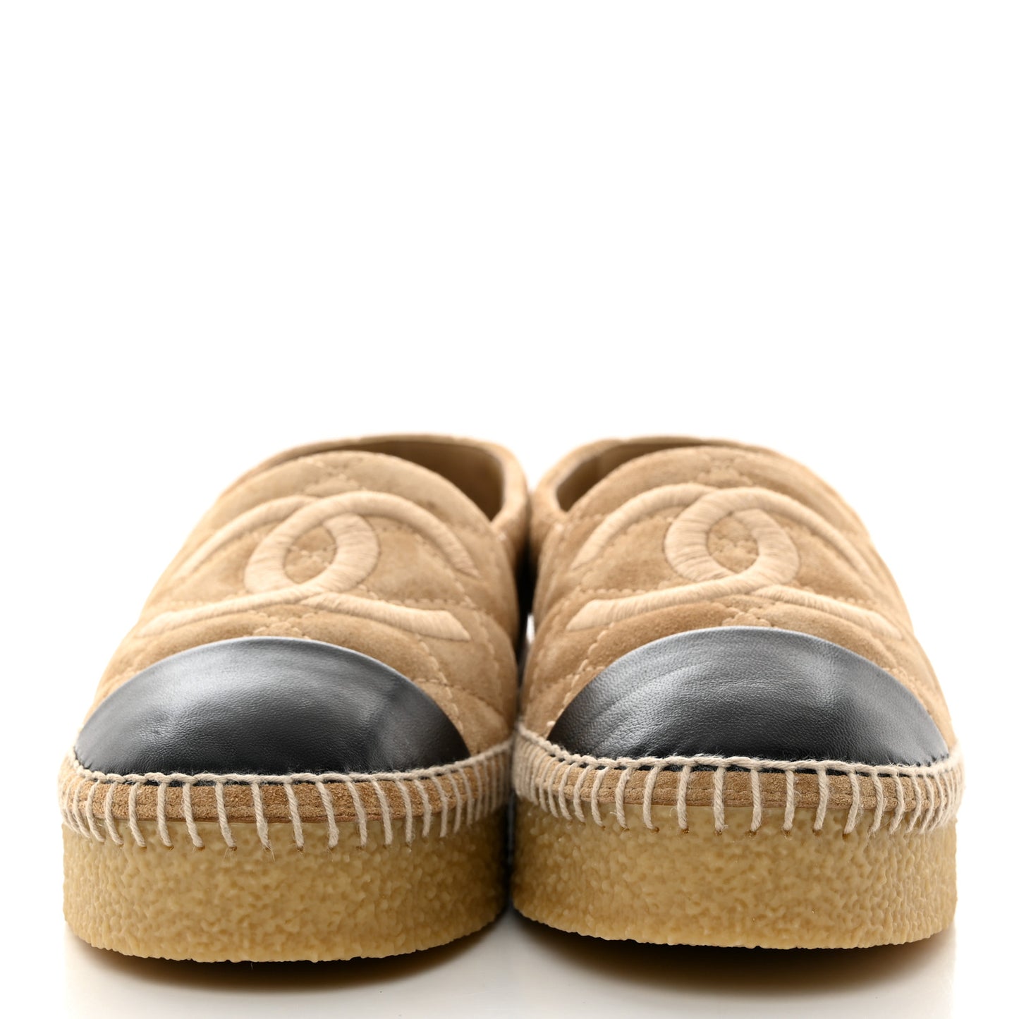 Suede Quilted CC Espadrilles 40 Beige Black
