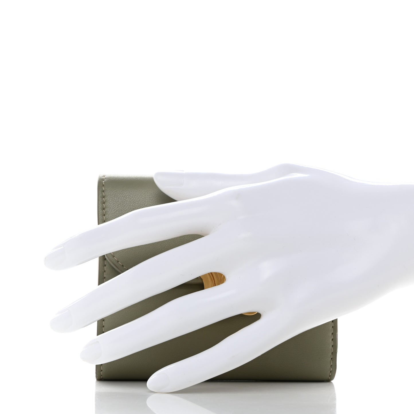 Shiny Calfskin Triomphe Compact Wallet Green Clay