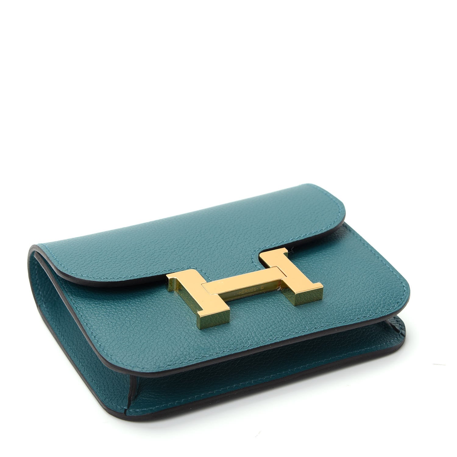 Hermes Evercolor Constance Slim Wallet Vert Bosphore 5 of 9