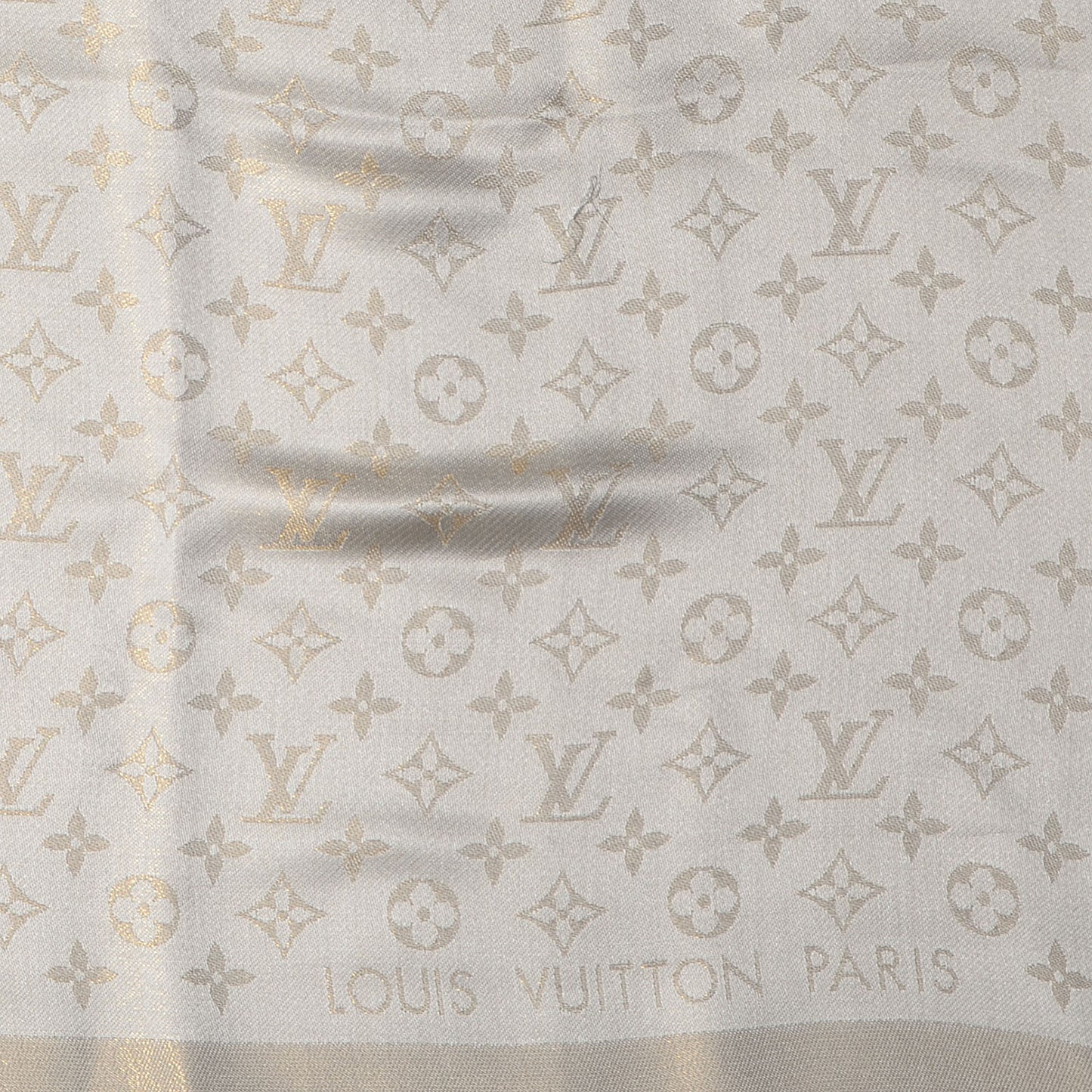 Monogram Silk Wool Shine Shawl Beige