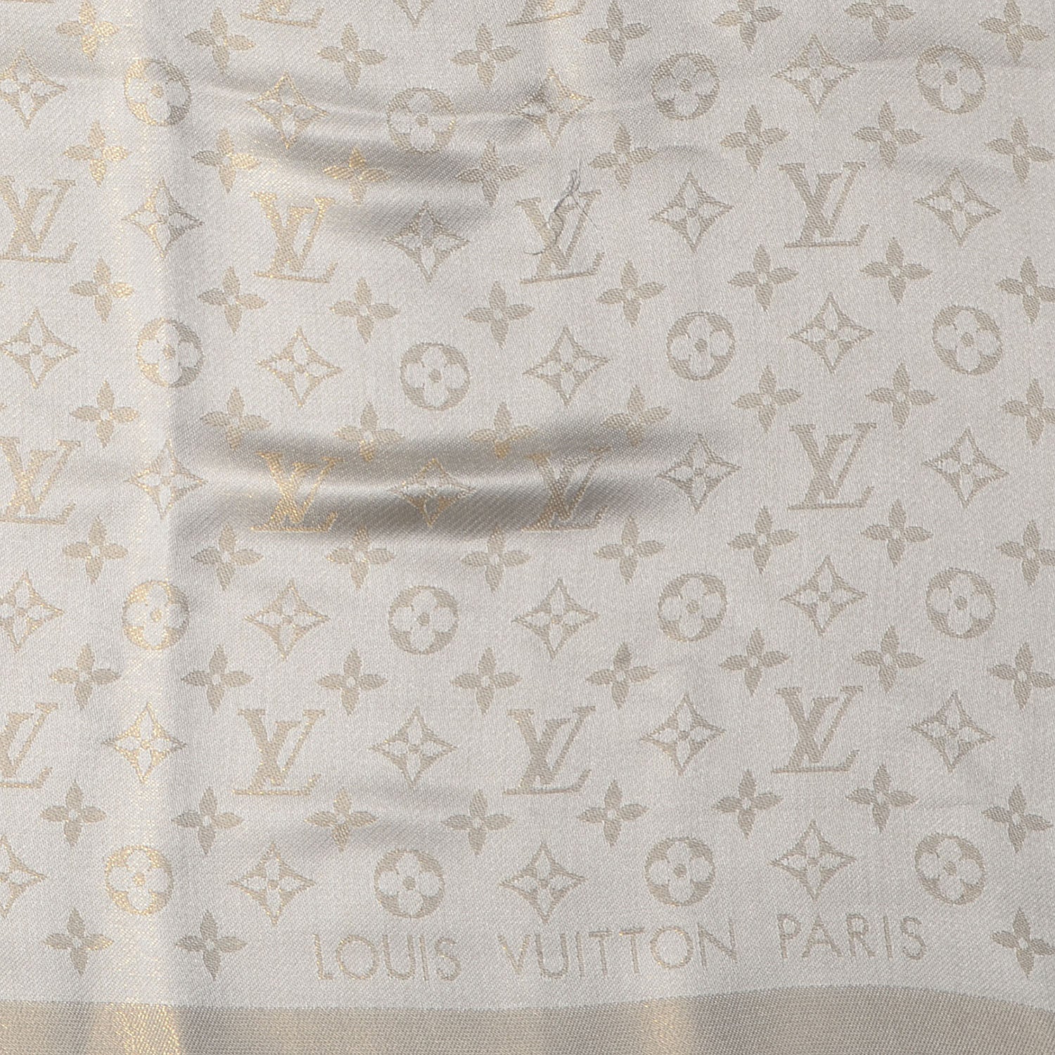 Louis Vuitton Monogram Silk Wool Shine Shawl Beige 1 of 5