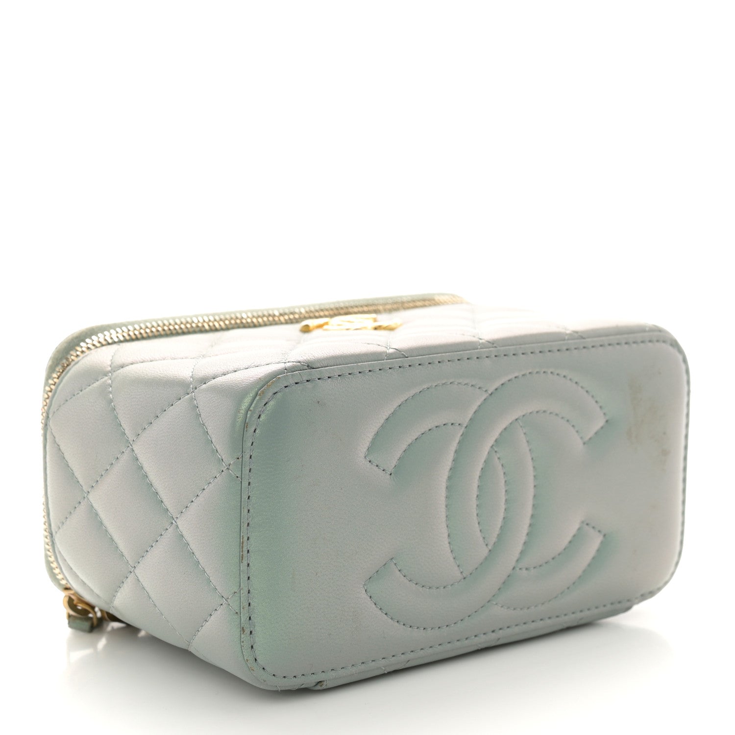 Chanel Metallic Lambskin Quilted Small CC Dynasty Vanity Case With Chain Grey 4 of 18