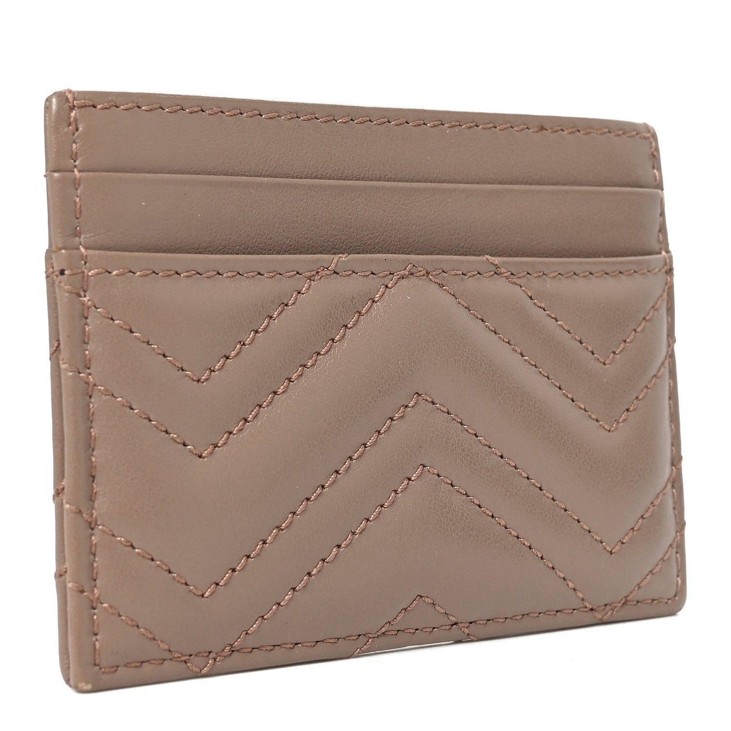 Gucci Calfskin Matelasse GG Marmont Card Holder Porcelain Rose 3 of 7