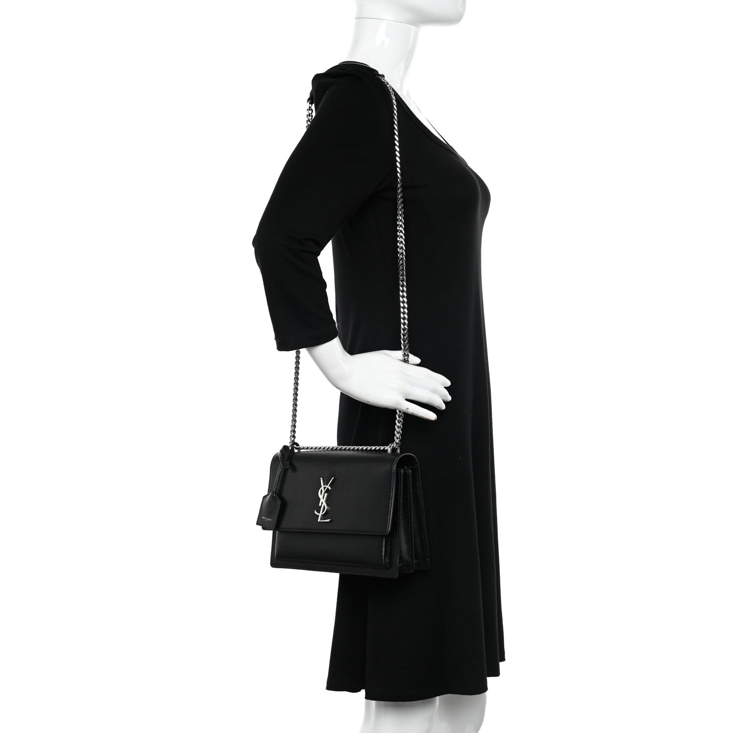 Saint Laurent Calfskin Medium Monogram Sunset Black 2 of 12