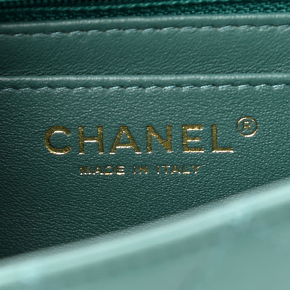 Chanel Lambskin Quilted Mini Rectangular Flap Dark Green 6 of 10